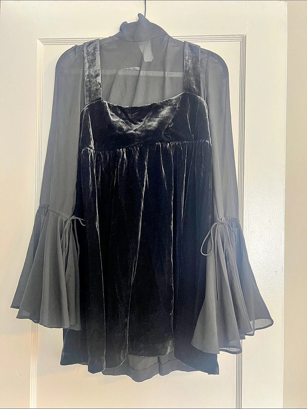 Free People Black Velvet Mini Dress Like New